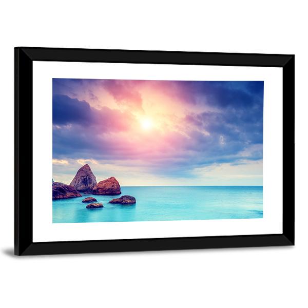 Black Sea Dramatic Scene Canvas Wall Art-3 Horizontal-Gallery Wrap-25" x 16"-Tiaracle