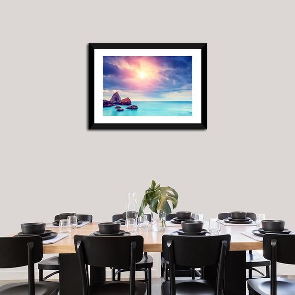 Black Sea Dramatic Scene Canvas Wall Art-3 Horizontal-Gallery Wrap-25" x 16"-Tiaracle