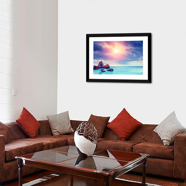 Black Sea Dramatic Scene Canvas Wall Art-3 Horizontal-Gallery Wrap-25" x 16"-Tiaracle