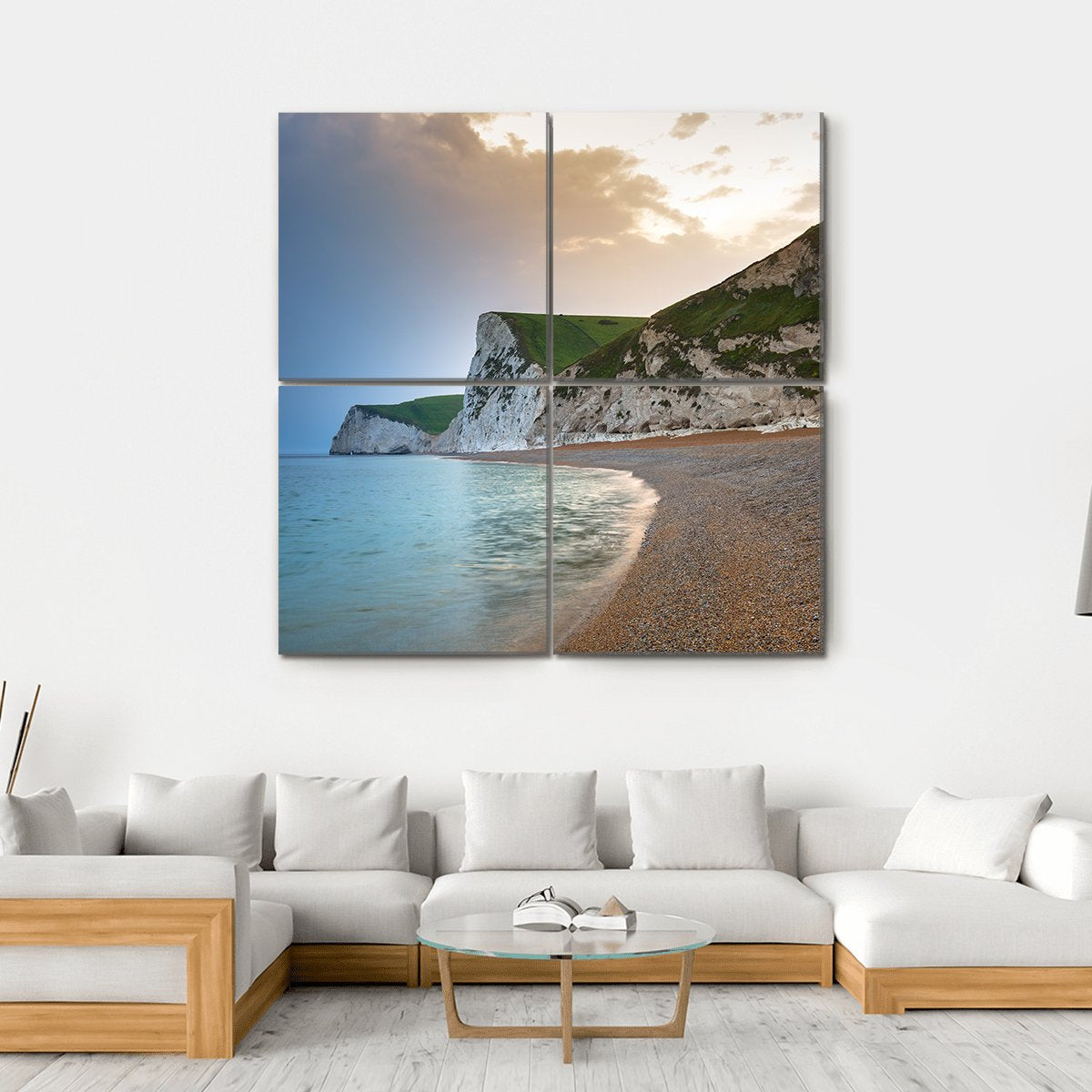 Beach On Jurassic Coast Canvas Wall Art-4 Square-Gallery Wrap-17" x 17"-Tiaracle