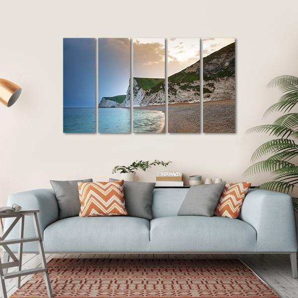 Beach On Jurassic Coast Canvas Wall Art-5 Horizontal-Gallery Wrap-22" x 12"-Tiaracle