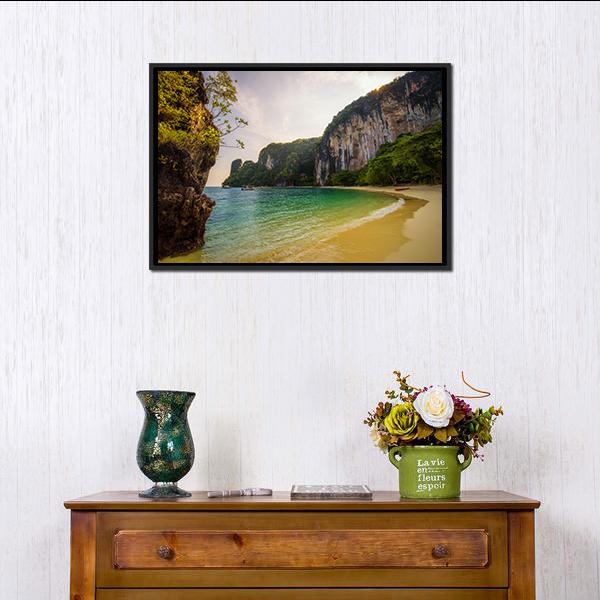 Beach On Koh Hong Island Canvas Wall Art-1 Piece-Floating Frame-24" x 16"-Tiaracle