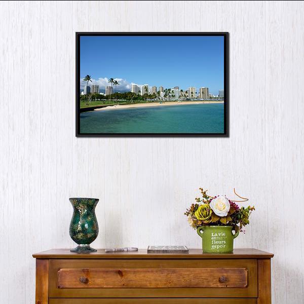 Beach On Magic Island Canvas Wall Art-1 Piece-Floating Frame-24" x 16"-Tiaracle
