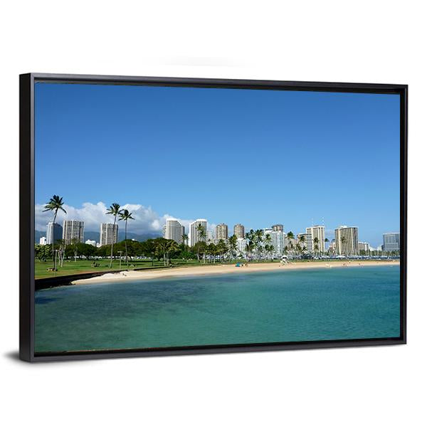 Beach On Magic Island Canvas Wall Art-3 Horizontal-Gallery Wrap-25" x 16"-Tiaracle