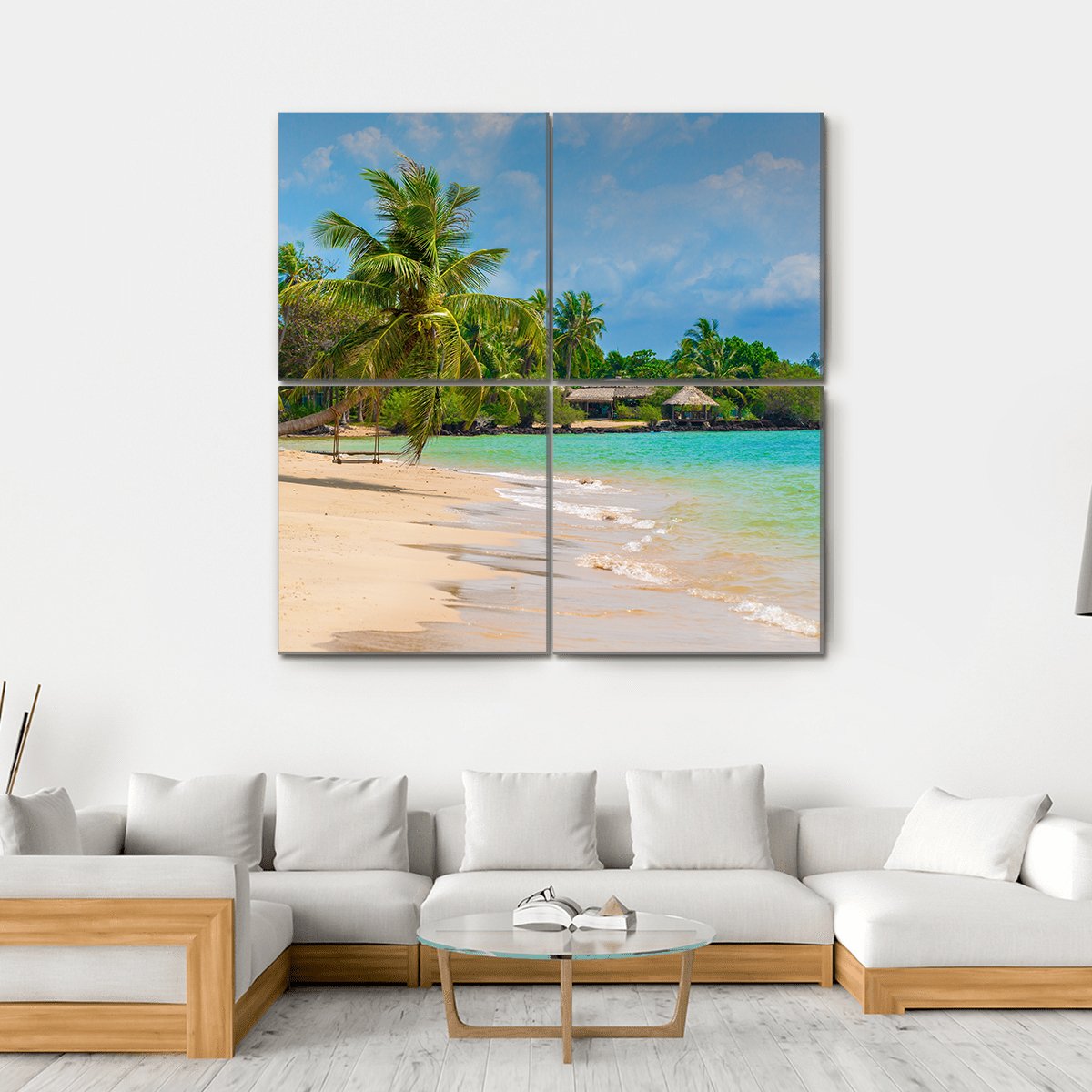 Beach On The Island Canvas Wall Art-4 Square-Gallery Wrap-17" x 17"-Tiaracle