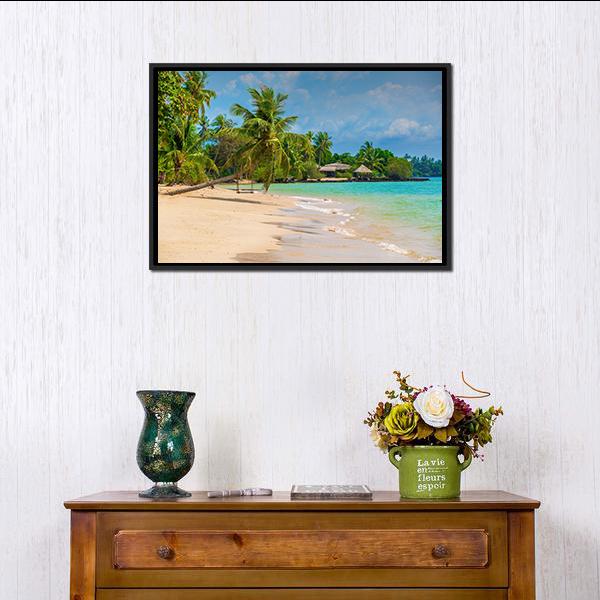 Beach On The Island Canvas Wall Art-1 Piece-Floating Frame-24" x 16"-Tiaracle