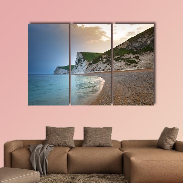 Beach On Jurassic Coast Canvas Wall Art-3 Horizontal-Gallery Wrap-37" x 24"-Tiaracle