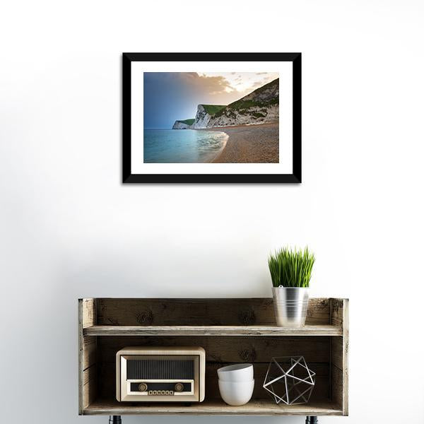 Beach On Jurassic Coast Canvas Wall Art-1 Piece-Framed Print-20" x 16"-Tiaracle