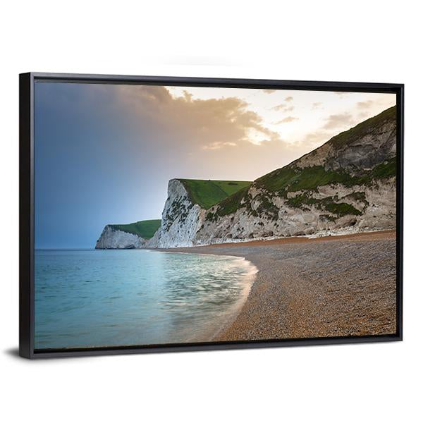 Beach On Jurassic Coast Canvas Wall Art-3 Horizontal-Gallery Wrap-25" x 16"-Tiaracle