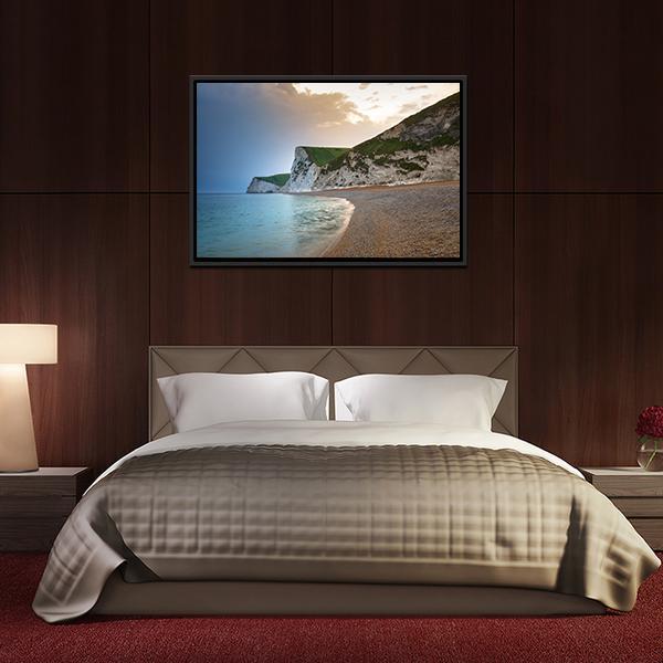 Beach On Jurassic Coast Canvas Wall Art-3 Horizontal-Gallery Wrap-25" x 16"-Tiaracle