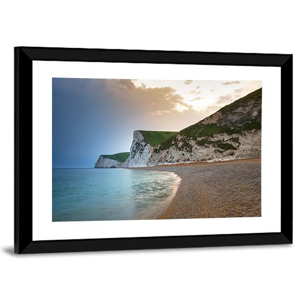 Beach On Jurassic Coast Canvas Wall Art-3 Horizontal-Gallery Wrap-25" x 16"-Tiaracle