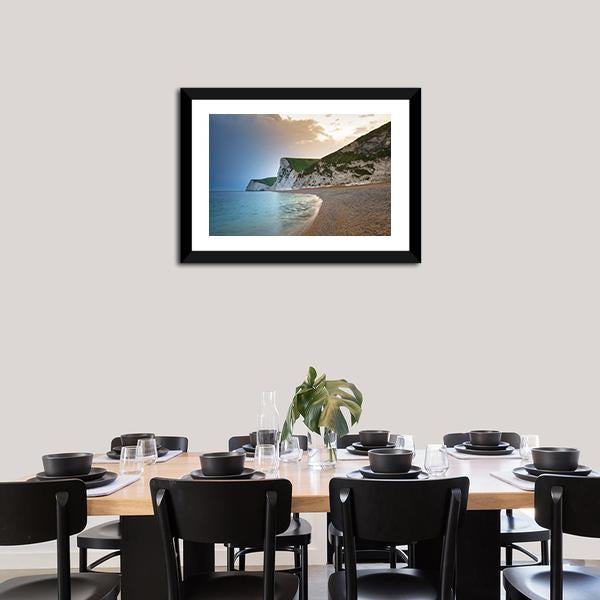 Beach On Jurassic Coast Canvas Wall Art-3 Horizontal-Gallery Wrap-25" x 16"-Tiaracle