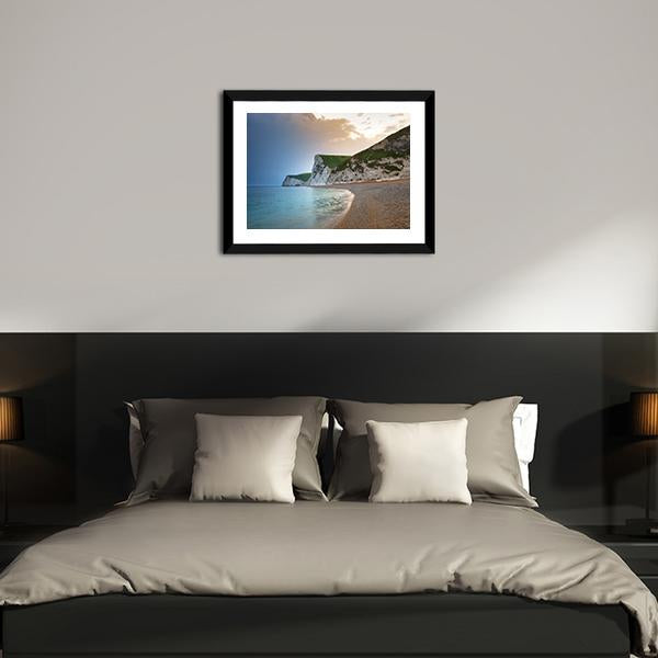 Beach On Jurassic Coast Canvas Wall Art-3 Horizontal-Gallery Wrap-25" x 16"-Tiaracle