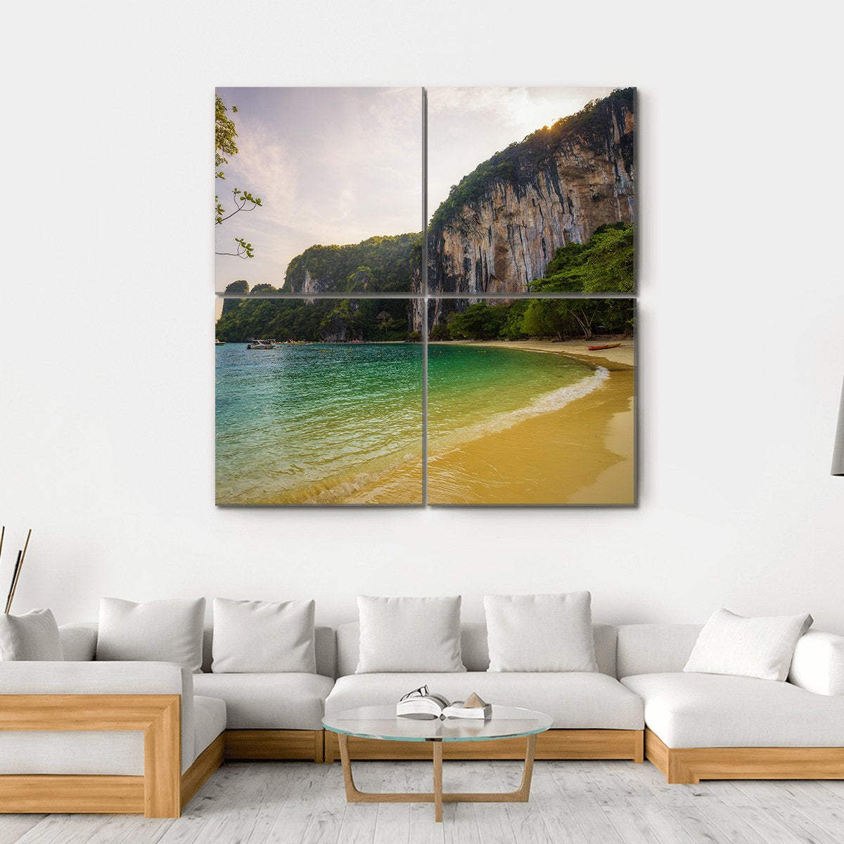 Beach On Koh Hong Island Canvas Wall Art-4 Square-Gallery Wrap-17" x 17"-Tiaracle