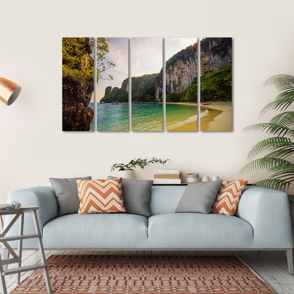 Beach On Koh Hong Island Canvas Wall Art-5 Horizontal-Gallery Wrap-22" x 12"-Tiaracle