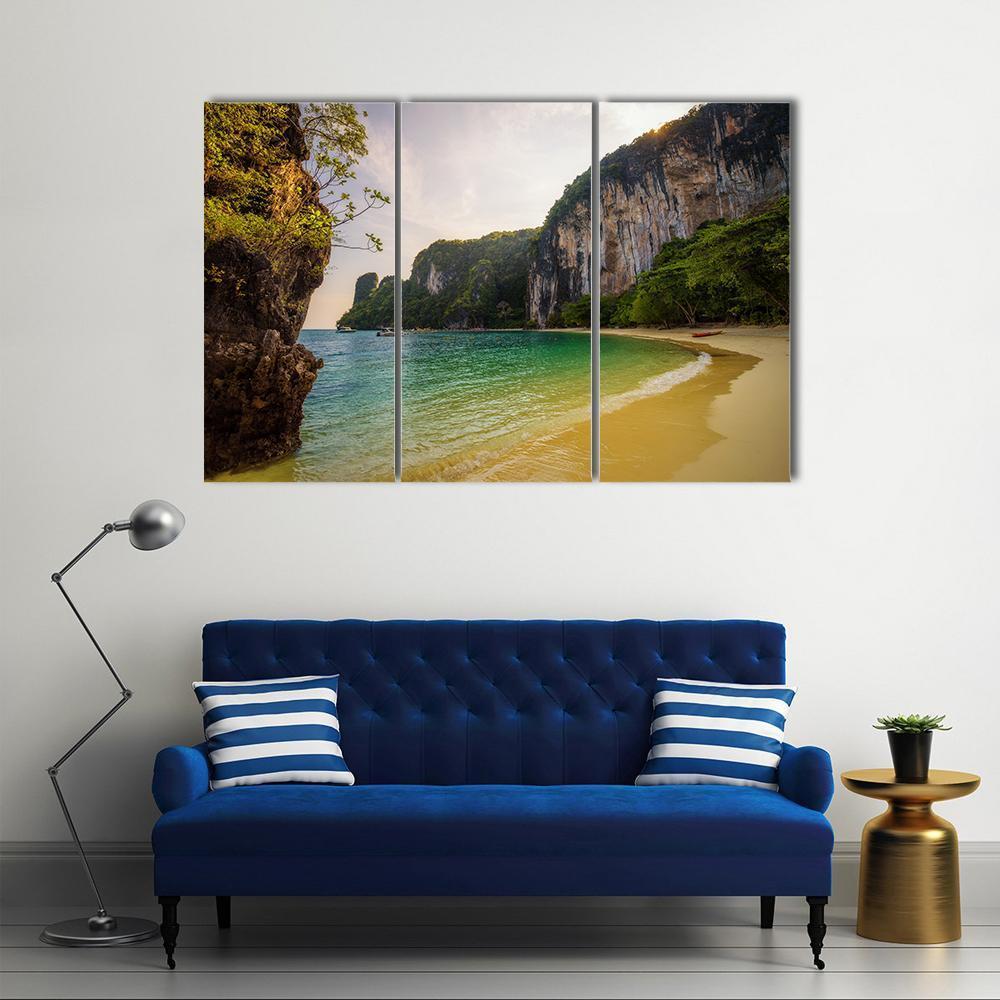 Beach On Koh Hong Island Canvas Wall Art-3 Horizontal-Gallery Wrap-37" x 24"-Tiaracle