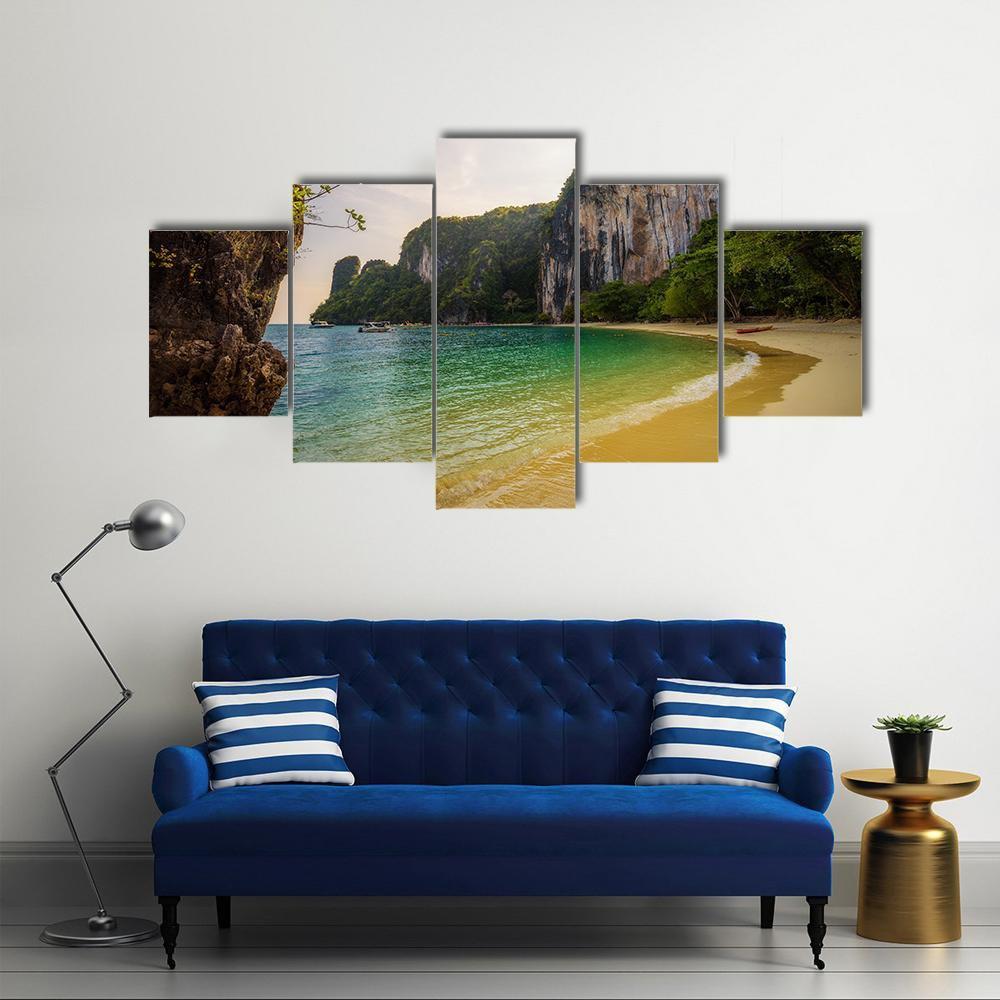 Beach On Koh Hong Island Canvas Wall Art-5 Star-Gallery Wrap-62" x 32"-Tiaracle