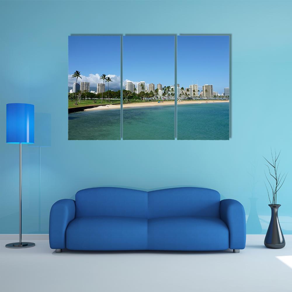 Beach On Magic Island Canvas Wall Art-3 Horizontal-Gallery Wrap-37" x 24"-Tiaracle