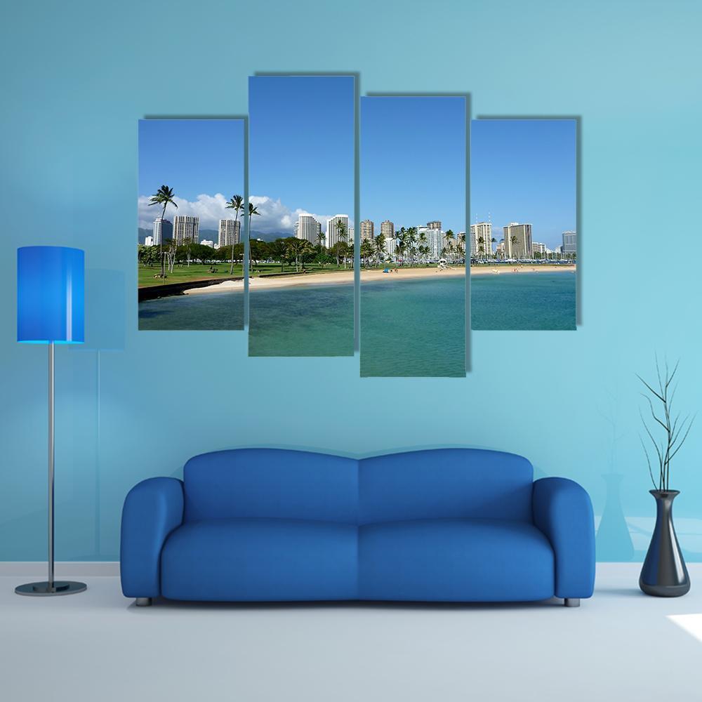 Beach On Magic Island Canvas Wall Art-4 Pop-Gallery Wrap-50" x 32"-Tiaracle