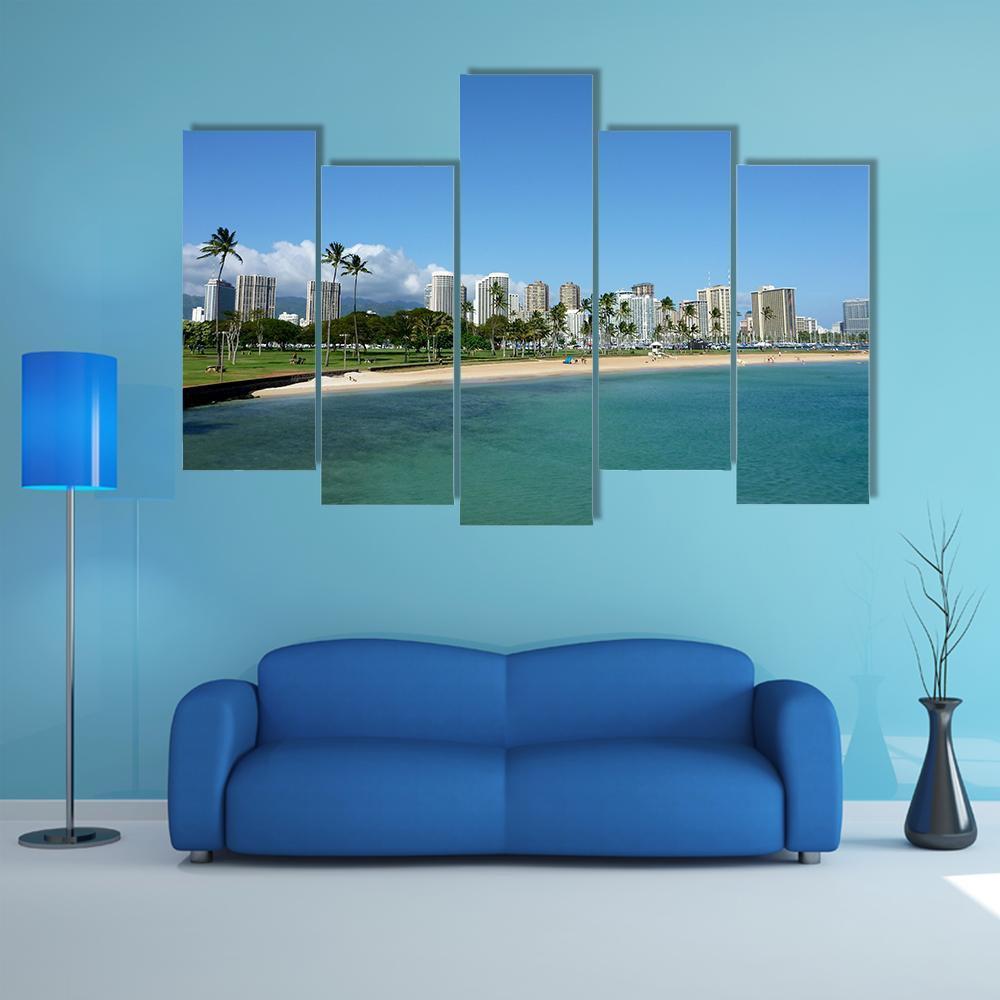 Beach On Magic Island Canvas Wall Art-5 Pop-Gallery Wrap-47" x 32"-Tiaracle