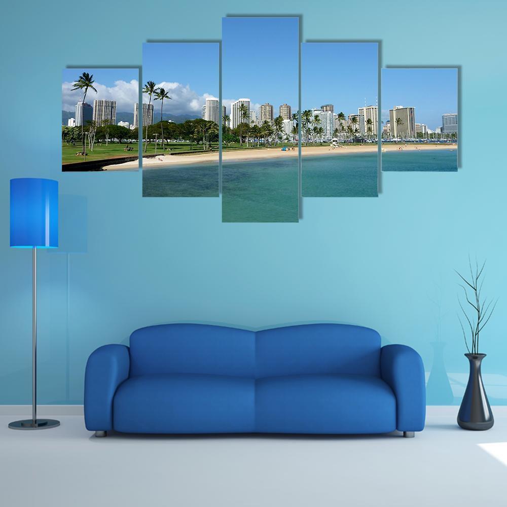 Beach On Magic Island Canvas Wall Art-5 Star-Gallery Wrap-62" x 32"-Tiaracle