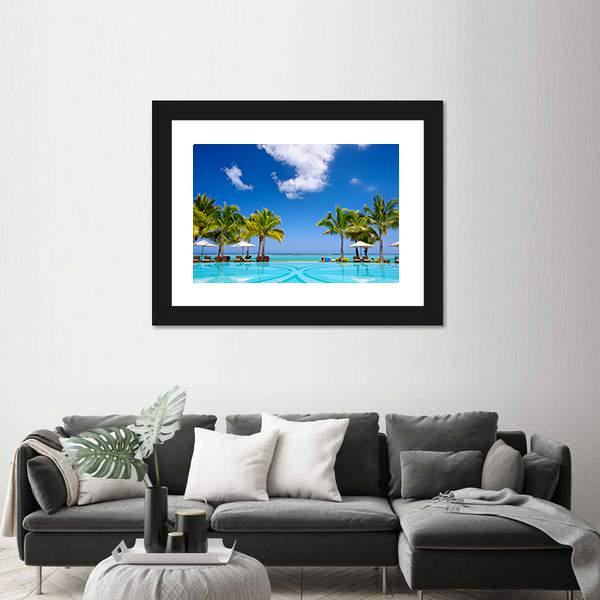 Beach Resort In Mauritius Canvas Wall Art-1 Piece-Framed Print-20" x 16"-Tiaracle