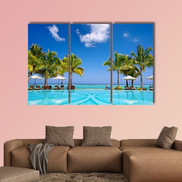 Beach Resort In Mauritius Canvas Wall Art-3 Horizontal-Gallery Wrap-37" x 24"-Tiaracle