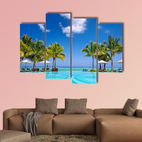 Beach Resort In Mauritius Canvas Wall Art-4 Pop-Gallery Wrap-50&quot; x 32&quot;-Tiaracle
