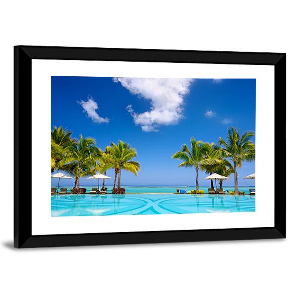 Beach Resort In Mauritius Panoramic Canvas Wall Art-1 Piece-36" x 12"-Tiaracle
