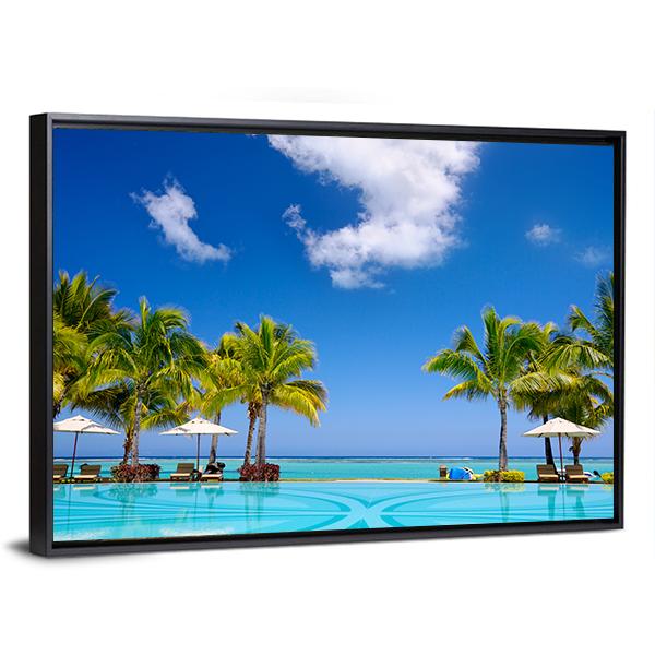 Beach Resort In Mauritius Panoramic Canvas Wall Art-1 Piece-36" x 12"-Tiaracle