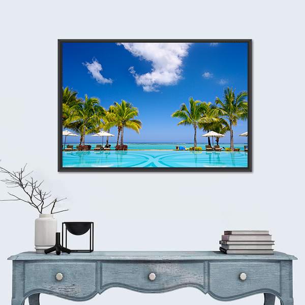 Beach Resort In Mauritius Panoramic Canvas Wall Art-1 Piece-36" x 12"-Tiaracle