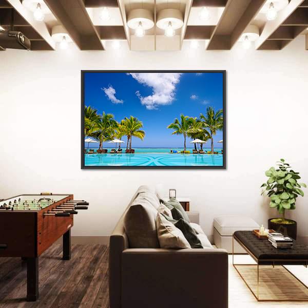 Beach Resort In Mauritius Panoramic Canvas Wall Art-1 Piece-36" x 12"-Tiaracle