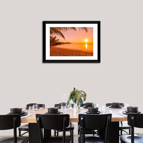 Beach At Sunrise Time Canvas Wall Art-3 Horizontal-Gallery Wrap-25" x 16"-Tiaracle