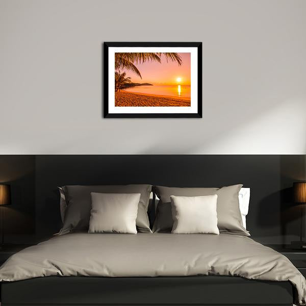 Beach At Sunrise Time Canvas Wall Art-3 Horizontal-Gallery Wrap-25" x 16"-Tiaracle