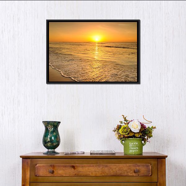 Beach & Sea Sunset Thailand Canvas Wall Art-1 Piece-Floating Frame-24" x 16"-Tiaracle