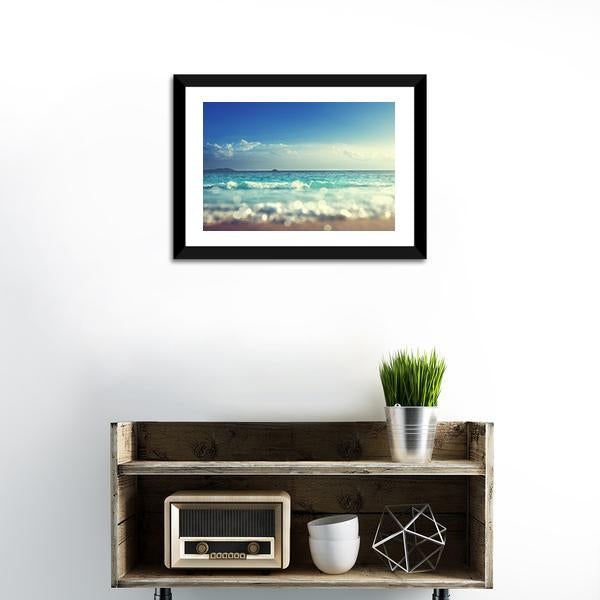 Beach Under Blue Sky Canvas Wall Art-1 Piece-Framed Print-20" x 16"-Tiaracle
