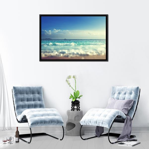 Beach Under Blue Sky Canvas Wall Art-3 Horizontal-Gallery Wrap-25" x 16"-Tiaracle
