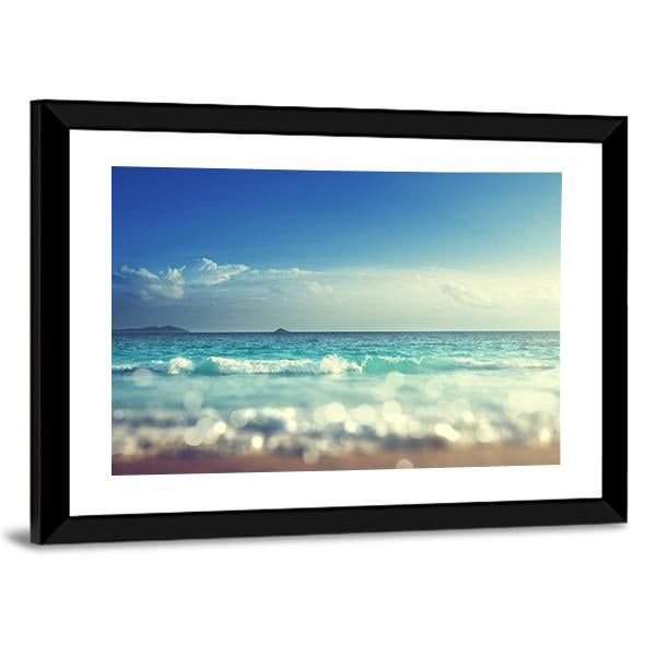 Beach Under Blue Sky Canvas Wall Art-3 Horizontal-Gallery Wrap-25" x 16"-Tiaracle