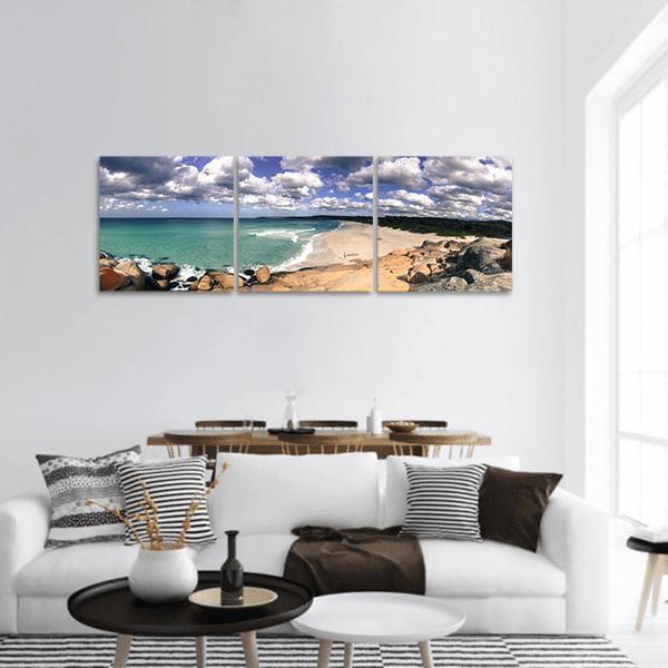 Beach In Australia Panoramic Canvas Wall Art-3 Piece-25" x 08"-Tiaracle