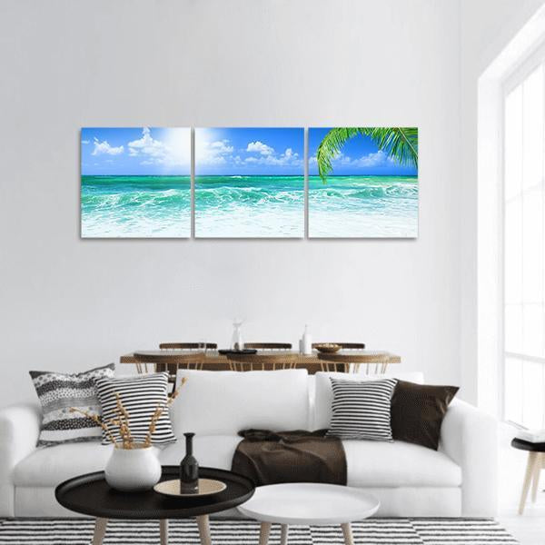 Beach At Day Time Panoramic Canvas Wall Art-3 Piece-25" x 08"-Tiaracle