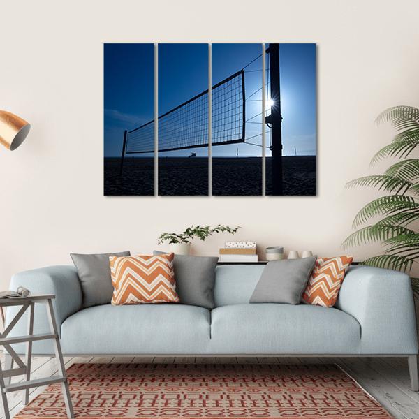 Volleyball Net On Beach Canvas Wall Art-4 Horizontal-Gallery Wrap-34" x 24"-Tiaracle