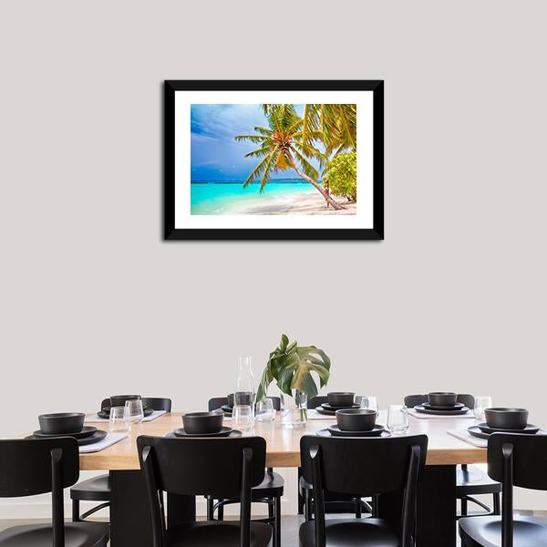 Beach With Coconut Palm Canvas Wall Art-3 Horizontal-Gallery Wrap-25" x 16"-Tiaracle