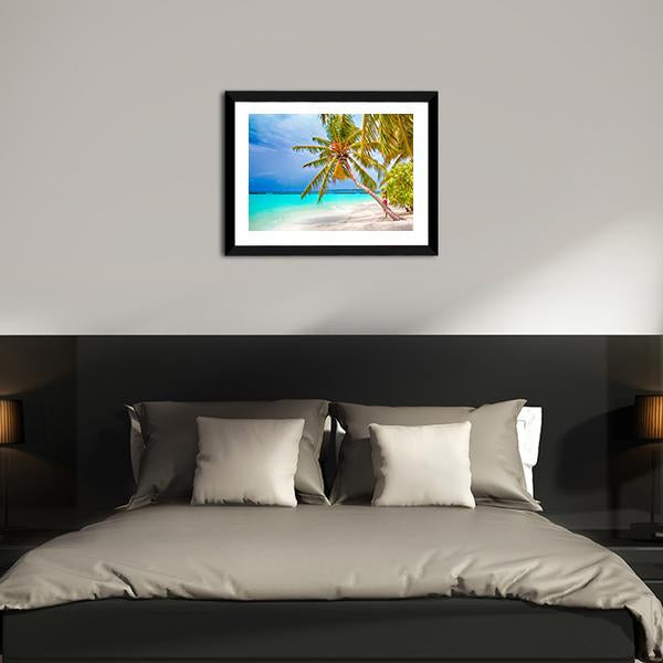 Beach With Coconut Palm Canvas Wall Art-3 Horizontal-Gallery Wrap-25" x 16"-Tiaracle
