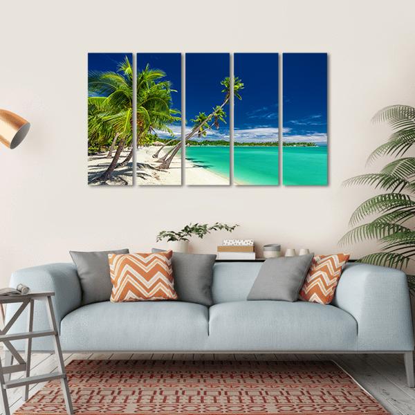 Beach With Coconut Palm Trees Canvas Wall Art-5 Horizontal-Gallery Wrap-22" x 12"-Tiaracle