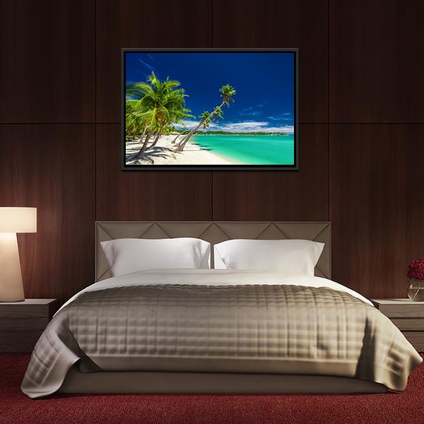 Beach With Coconut Palm Trees Canvas Wall Art-3 Horizontal-Gallery Wrap-25" x 16"-Tiaracle