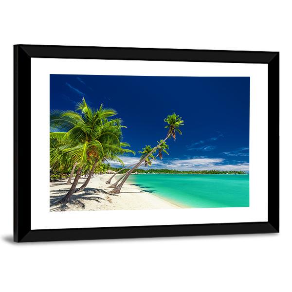 Beach With Coconut Palm Trees Canvas Wall Art-3 Horizontal-Gallery Wrap-25" x 16"-Tiaracle