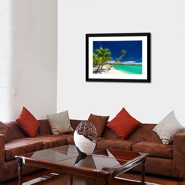 Beach With Coconut Palm Trees Canvas Wall Art-3 Horizontal-Gallery Wrap-25" x 16"-Tiaracle