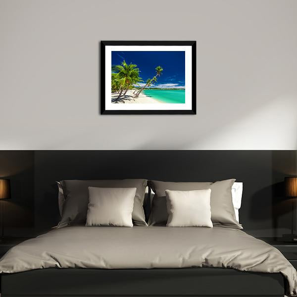 Beach With Coconut Palm Trees Canvas Wall Art-3 Horizontal-Gallery Wrap-25" x 16"-Tiaracle