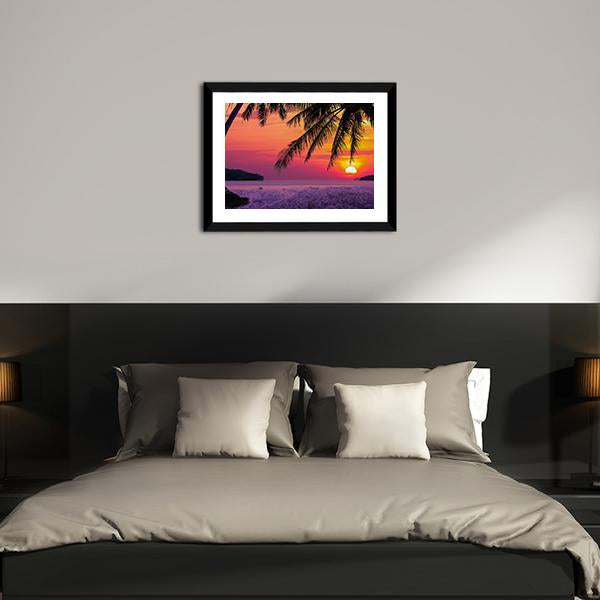 Beach With Coconut Tree Canvas Wall Art-3 Horizontal-Gallery Wrap-25" x 16"-Tiaracle