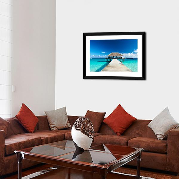 Beach With Jetty Maldives Canvas Wall Art-5 Horizontal-Gallery Wrap-22" x 12"-Tiaracle
